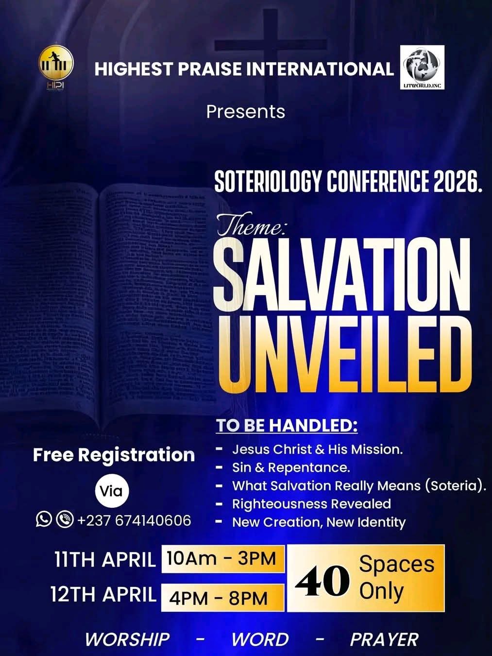 Salvation Unveiled: 40 Seats Only for Soteriology Conference 2026