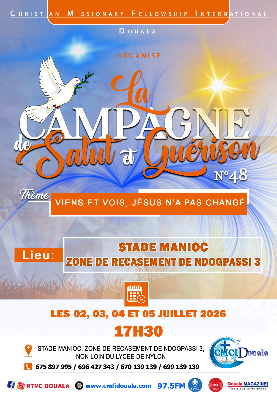 «Viens et Vois Jésus n'a pas changé » :  48ème Campagne de Salut et Guérison avec le pasteur Martin fatele