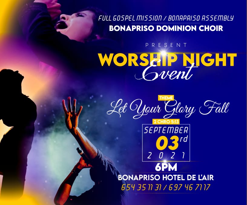 evening of worship at the Full Gospel Mission - Bonapriso
